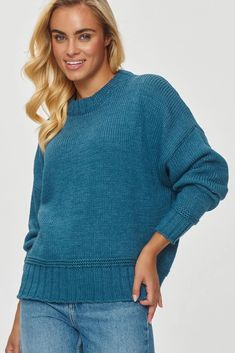 Jumper   blå by Makadamia Loose Fit Sweater, Hoodie Top, Casual Jacket