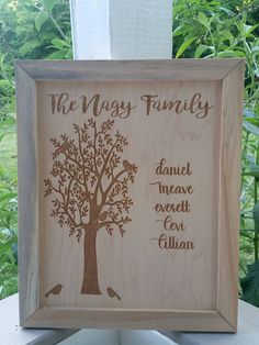 Family Tree Sign, Custom Family, Kids, Grandkids, Personalized Sign, Reclaimed Barn Wood, Custom Sign,FootStepsinthePast, Laser Etched Beginner Wood Burning, Wooden Signs Diy, Burnt Wood, Signs Diy, Tree Signs, Maple Plywood, Wooden Projects, Family Name Signs, Reclaimed Barn Wood