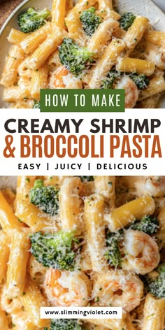 creamy shrimp and broccoli pasta with parmesan cheese