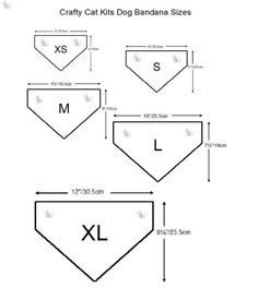 a diagram showing the size and width of a dog bandana with measurements for it