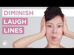 a woman holding her hands to her head with the words dimish laugh lines on it