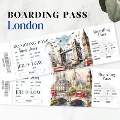 two boarding pass tickets sitting next to each other