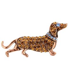 a brooch with a dachshund design on it's back side