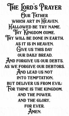 the lord's prayer in black and white