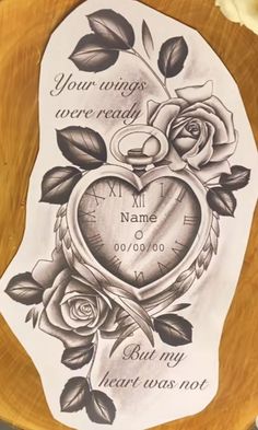 a drawing of a heart with roses on it