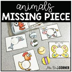 an animal missing piece is shown with the words animals missing pieces in front of it