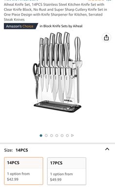 the knife set is on sale for $ 1 99 per piece and it's not in