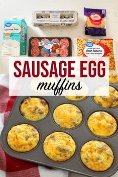 sausage egg muffins in a muffin tin