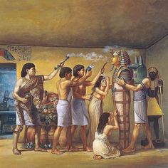 an egyptian painting depicting the life and times of pharaoh tutane