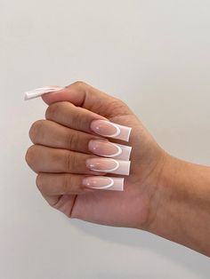 French Freestyle Nails, White French Acrylic Nails, Ombré Acrylic Nails, French Tip Square Nails, Ombre French Tip Nails, Baddie French Tip Nails, Acrylic Toe Nails