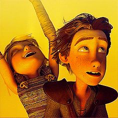 an animated image of two people with horns on their heads