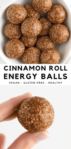 cinnamon roll energy balls in a white bowl