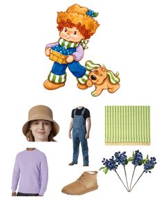 a collage of children's clothing and accessories including hats, boots, socks, pants