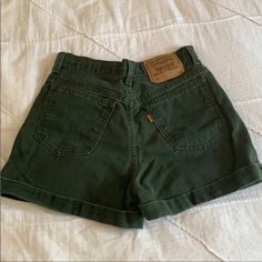 Please Let Me Know If You Have These/Are Selling! Levi Shorts, Green Shorts, Let Me Know, Dark Green, Levi's, Let Me, Womens Shorts, Orange, Green