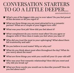 Conversations Starters, Making Conversation, Awkward Silence, Deep Conversation Topics, Conversation Starter Questions, Deep Conversation Starters, Questions To Get To Know Someone, Intimate Questions