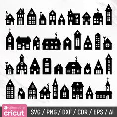 the silhouettes of houses are shown in black and white, with different angles to choose from