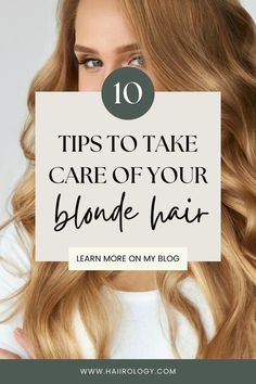 Blonde hair is bright, beautiful, and bold, but it can be really hard to maintain. No need to stress anymore! I am a professional hairstylist and put together top 10 tips on how to take care of your blonde hair. From choosing the right shampoo and conditioner to hair treatments to hair styling. I've got you covered! These tips help ensure that you reduce any further damage to your hair. Read my full blog for more information. Tips For Blonde Hair, Blonde Hair Tips, Blonde Hair At Home, Blonde Dye, Blonde Hair Care, Hair Maintenance Tips, Bleaching Your Hair