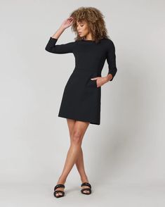 Designed using smoothing premium ponte fabric, this dress is versatile and easy to dress up or down for any occasion, plus it’s machine-washable. Details + Fit No need to dry clean Pull on easily or zip yourself Smoothing premium ponte fabric 4-way stretch Functional pockets (Tip: Don’t forget to snip the made-to-be-removed basting stitches) Workwear Capsule, Perfect Dress, Shift Dress, Sleeve Dress, Red Dress, Work Wear, Little Black Dress, Dresses For Work, Dresses With Sleeves