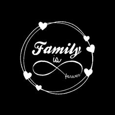 the logo for family is forever with hearts on it and an arrow in the middle