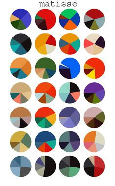 an assortment of different colored circles on a white background