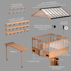 an image of a wooden structure with instructions on how to build it and where to put the roof