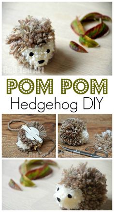 the pom pom hedgehog diy is so cute and easy to make