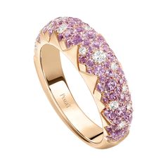 Piaget Rose Gold Sapphire Diamond Ring G34R1100 Piaget Rose, Pink Sapphire Band, Pink Sapphire Diamond Ring, Diamond Ring For Women, Sapphire Diamond Pendant, Sapphire And Diamond Earrings, Luxury Ring, Sapphire Band, White Gold Sapphire