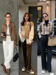 Korean Womens Fashion Casual, Autumn In Japan Outfit Street Style, Seoul Autumn Fashion, Korean Autumn Outfits 2023, Korean Smart Casual Outfit Women, Fall Outfits Asian Korean Fashion, Fall Outfits Women Japan, Japan Business Fashion, East Asian Street Fashion