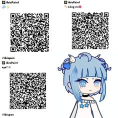 a qr code for an anime character with blue hair