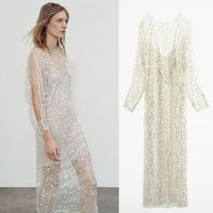 Long Semi-Sheer Dress With Wide Neckline. Long Sleeves With Vents. Tonal Lined Interior. Midi Sequin Dress, Zara Sequin Dress, Sequin Dress Long Sleeve, Sequin Dress Long, Black Sweatshirt Dress, Zara Printed Dress, Womens Tunic Dress, Wrap Shirt Dress, Long Sequin Dress