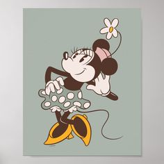 Check out this cute Disney design featuring Minnie Mouse. Minnie Mouse Art, Disney Characters Minnie Mouse, Iconic Disney Characters, Pose Poster, Vintage Disney Posters, Vintage Minnie Mouse, Mouse Art, Whimsical Nursery, Chic Nursery