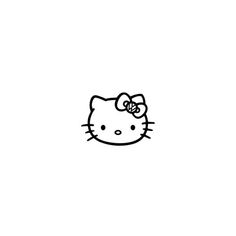 a black and white drawing of a hello kitty with a bow on her head,