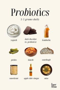 Add these foods to your diet! Probiotics are the good bacteria that live in your gut to make everything balanced and happy. When your stomach has plenty of good bacteria, you feel better, have more energy, and even get sick less often!  #prebiotics #gut #gutmicrobiome #healthyfoods #health #skinhealth #vegetables #diet #guthealth #upperavenue Good Probiotic Foods, Good Bacteria Foods, Gut Friendly Diet, Bloat Free Foods, Foods To Help Digestion, Prebiotic Meals, Gut Foods Healing, Gentle Foods For Upset Stomach, Foods For Bloated Stomach