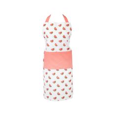 a white apron with watermelon print on it