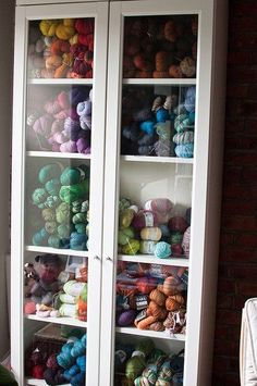 Yarn storage ideas Yarn Ball Storage Ideas, Small Space Yarn Storage, Cute Yarn Storage Ideas, Wine Rack Yarn Storage, Pretty Yarn Storage, Yarn Storage Solutions, Knitting Yarn Storage, Knitting Storage, Knitting Room