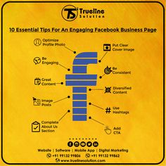 a yellow and black sign that says 10 essential tips for engaging facebook business page