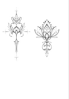 three different designs in black and white on a white background, each with an ornate design