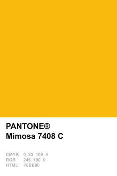 the pantone color is yellow and has white trim on it, with black lettering