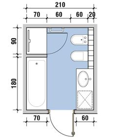 the floor plan for a small bathroom with toilet, sink and bathtub in it