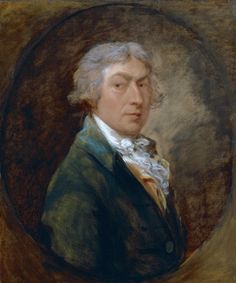 an oil painting of a man with white hair