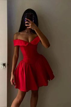 Off the Shoulder Red Homecoming Dresses Little Party Dress fg5632 – formalgowns Cheer Dress, Girl Prom, Nadine Merabi, Grad Outfits, Rat And Boa, Kente Dress, House Of Cb Dresses, Red Homecoming Dresses, Effortlessly Chic Outfits