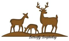 an image of deer family silhouettes on the hill with antlers in the background