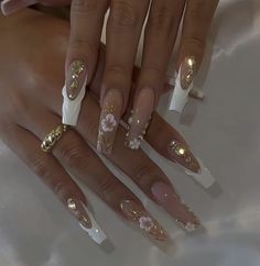 Art French Nails, Nails Gel Nails, Custom Press On Nails, Nails 3d, Pretty Gel Nails, Really Cute Nails, Unique Acrylic Nails, Bling Acrylic Nails