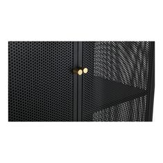 ISANDROS CABINET | Modishstore | Cabinets-4 Mesh Cabinet, Tall Doors, Iron Cabinet, Industrial Cabinet, Iron Storage, Brass Knob, Iron Accents, Black Industrial, Tall Cabinet