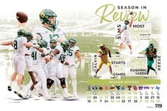 an image of a football team on the cover of a wall calendar for 2013 season in review