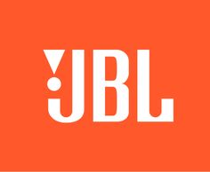 the jbl logo is shown in white on an orange background with black and white letters