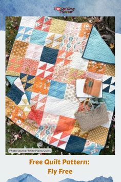 Free Quilt Pattern Fly Free Half Square Triangle Quilts Pattern, Triangle Quilt Pattern, Charm Pack Quilt, Half Square Triangle Quilts, Scrap Quilt Patterns