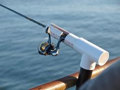 a fishing rod is attached to the side of a boat