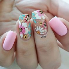 Unghie Sfumate, Floral Nail Designs, Flower Nail Designs, Spring Nail Art, Flower Nail Art, Nail Art Summer