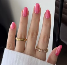 Pink Nail Summer, Solid Colour Nails, Classy Almond Nails, Hoco Nails, Hello Nails, Really Cute Nails, Cute Gel Nails